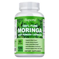 Moringos kapsulės, Veganinės gryno Oleifera lapų miltelių kapsulės, Priešuždegiminis maisto papildas, Imuninei sistemai, Metabolizmui, Energijai ir smegenų veiklai skatinti 120