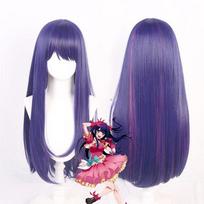 Anime Cosplay Perukas, Hoshino Ai Violetinis Ilgas Tiesus Aukštos Temperatūros Sintetinis Plaukų Gabalas violetinė