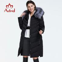 Astrid žieminė striukė Moteriška parka plius dydis 6xl Kailis Ilgas gobtuvas Šiltas užtrauktuku medvilninis paltas biuro moteriškas viršutinis drabužis L juoda