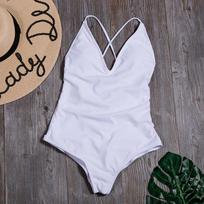 Moteriški tvirti bikiniai Sexy Bandage One Piece maudymosi kostiumėlis be nugarų Moteriški maudymosi kostiumėliai Bodysuit paplūdimio dėvėjimas Naujas monofoninis maudymosi kostiumėlis S balta
