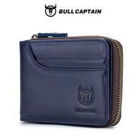 BULLCAPTAIN RFID vyriška piniginė Natūralios odos monetų piniginės dizainerio prekės ženklo piniginė sankabos odinė piniginė vyriška piniginės kortelių laikiklis mėlyna