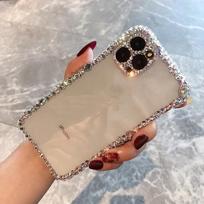 Prabangi mada Bling Kalnų krištolas Brangakmenis deimantas Minkštas telefono dėklas iPhone 16 15 14 13 Pro Max 11 Pro 12 Pro Max Blizgučiai Kameros apsaugos dangtelis Coque iPhone 13 Pro Max sidabras