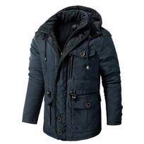 Vyriška šilta striukė žieminė parkas su gobtuvu vėjo striukė Medvilninis paminkštintas storas paltas Vyriškas plonas laisvalaikio vilnonis švarkas Vyriškas klasikinis parkas S mėlyna