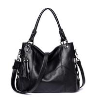 Pečių krepšiai moterims Odinės rankinės Designer Women Messenger Crossbody Krepšiai Vintage Retro Tote juoda