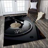 3D kilimėliai Tinkinti pavadinimą Vinilo įrašų kilimėlis, spausdintas grafinis kvadratinis flanelinis neslystantis didelis kilimas gyvenamasis kambarys Namų dekoras didelis kilimėlis 50cm x 80cm