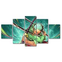 5 vnt One Piece Roronoa Zoro Plakatai Paveikslėliai Sienos Menas Japoniškas anime trijų peilių kovos drobės spaudinys Tapyba Namų dekoravimas 20x35cm*2  20x45cm*2  20x55cm*1