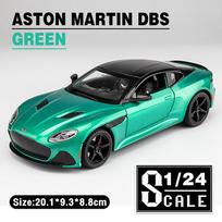 1/24 mastelio Aston DBS metalinio lydinio automobilių modelis, žaislinis automobilis su muzikine lempute berniukams, vaikams, vaikams, dovanoms, žaislų, transporto priemonių pomėgių kolekcija 1/24-20x9x5.5cm žalia