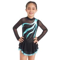 Dailusis čiuožimas ant ledo ilgomis rankovėmis Suknelė Vaikų Mergaičių Gimnastika Pramoginių Šokių Kostiumas Treniruotės Drabužiai 5-6 Years ežero žalia spalva