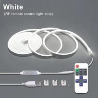 5 V USB LED neoninės šviesos juostos jutiklinis jutiklis, pritemdomas, lanksti neoninė juosta 120 LED su belaidžiu nuotolinio valdymo pulteliu, kambario dekoru 1m-Remote balta