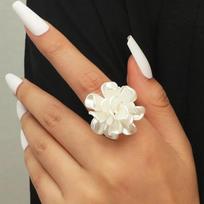 Nauji korėjietiški baltų gėlių žiedai moterims, merginoms, paauksuoti reguliuojami žiedai Anillos vestuvių sužadėtuvių vakarėlio žiedas Valentino dienai 11