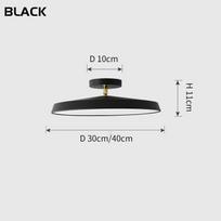 Šiaurės šalių minimalistinio stiliaus miegamojo LED lubų lempa balta/juoda pritemdoma virtuvės lempa liustra Miegamojo prie lovos modernios lubos Changeable light&30cm juoda