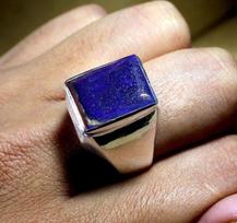 Rankų darbo Lazurito brangakmenio stačiakampis žiedas, vyriškas žiedas, išskirtinis žiedas, 925 sterlingo sidabro žiedas 6