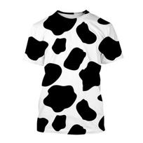 Madingi karvės rašto 3D spausdinimo laisvalaikio gyvūnų trumpomis rankovėmis asmeniški vyriški marškiniai Hip Hop apvalios apykaklės vaikiškas viršus T-shirt L white
