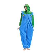 Luigi Onesie Adults Kigurumi Anime pižamos Helovino Kalėdų Cosplay kostiumas S mėlyna/žalia