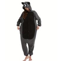 Raccoon Cosplay kostiumas suaugusiems Kigurumi vientisa pižama animacinių filmų marškinėliai Helovinui viso kūno drabužiai M pilka
