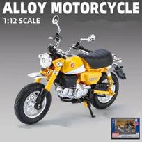 1/12 Honda Monkey 125 lydinio sportinio motociklo modelis, liejamas gatvės lenktynių motociklo modelis, garso ir šviesos simuliacija, vaikų žaislai, dovana geltona