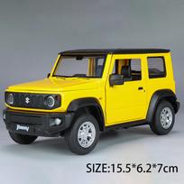 1/24 SUZUKI Jimny lydinio automobilių modeliai, metaliniai visureigiai, automobilių modeliai, garso ir šviesos modeliavimas, kolekcija vaikams žaislas, dovana geltona
