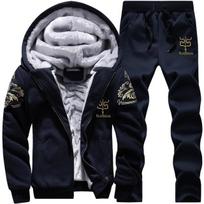 Didelio dydžio vyriški rinkiniai Madingas sportinis kostiumas Megztinis + kelnės Sportinis kostiumas Pure Winter Suit XXXXXL mėlyna