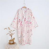 Japoniškas kimono moteriškas chalatas naktinis marškinys ilgomis rankovėmis naktiniai marškiniai medvilninė marlė Vasaros ir rudens miela prakaituota pavasarinė medvilninė pižama L