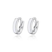 Originalūs 100 % 925 svarų sterlingų sidabro apskriti auskarai su baltu ir juodu emaliu, pradurti auskarai moterims, prabangi bižuterija, dovana 10mm