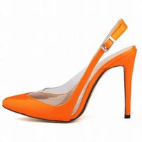 Moteriški sandalai pompos madingi PVC skaidrūs seksualūs smailūs aukštakulniai moteriški dirželiai ant kulkšnies stiletai vakarėliui vestuviniai išleistuvių batai 35 oranžinė