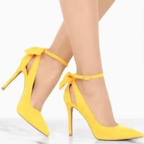 Moteriški aukštakulniai Seksualūs stiletto Mada Kaspinas 11cm Smailianosės Plonas kulkšnies dirželis Flock Moteriški aukštakulniai Moteriški Raudoni vestuviniai batai 39 geltona