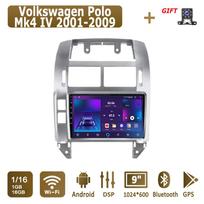Android Carplay automobilio radijas, skirtas Volkswagen Polo Mk4 IV 2001-2009 daugialypės terpės grotuvo galvos blokas Stereo GPS navigacija BT WIFI 2+32GB 1+16GB pilka