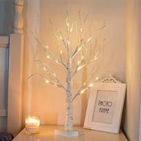 24 LED apšviestas beržas namų dekorui Šiltai baltas LED medis Maitinamas USB, veikia su baterijomis Stalo mini dirbtinis medis 45CM-1Set