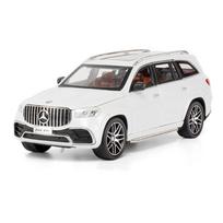 1/24 Benz Maybach GLS63 lydinio prabangus automobilio modelis lieto metalo žaislinio automobilio modelių kolekcija garsas ir šviesa aukštas modeliavimas vaikiška dovana balta