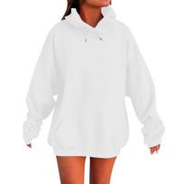 Women Fall Winter Hoodie with Big Front Pocket Oversized Mid Length Loose M balta