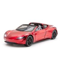 1/24 Tesla Roadster Superautomobilio lydinio modelis Automobilio žaislas Metalinis lietas Garsas ir šviesa Automobilio žaislai Vaikams Transporto priemonė raudona