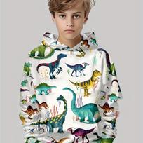 Vaikų drabužiai Berniukų Hoodies Ilgomis Rankovėmis 3D Dinosaurų Spaudinys Vaikų Pavasario Rudens Drabužiai Laisvalaikio Stilingi Lauko Berniukų Drabužiai Viršutiniai 100