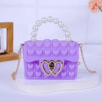Silikoninė Meilės Burbuliukų Želė Rankinė, Atsipalaiduojanti Piniginė, Pop It Rankinė su Dirbtinio Perlo Rankena, Mielas Grandinėlės Crossbody Krepšys violetinė