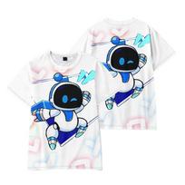 Astro Bot Anime Moteriški vyriški marškinėliai Grafiniai marškinėliai Animaciniai filmai su spaudiniais O formos iškirpte Negabaritiniai trumpomis rankovėmis Madingi Vyriški drabužiai Gatvės drabužiai XS balta