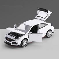 Nauja 1:24 „Honda Civic TYPE-R“ lydinio automobilio modelis, liejamas automobilis, metalinis sportinis automobilio modelis, garso ir šviesos kolekcija, papuošalai, vaikiški žaislai, dovana balta
