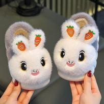 Vaikiškos žiemos princesės neslystančios medvilninės šlepetės su šiltu kailiuku mergaitėms ir mažiems vaikams Size 36/37 pilka spalva