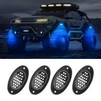 4 vnt. automobilio važiuoklės šviesos sunkvežimiams LED „Rock Lights“ su pikapu, visureigiu, Jeep, SUV, ATV, UTV automobiliu mėlyna