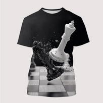 Nauja 3D spausdinta šachmatų lentos marškinėliai Vaikų mada Per dideli marškinėliai Vaikams Berniukui Mergaitei Trumpomis rankovėmis Viršutiniai drabužiai T-shirt Marškinėliai Vaikų drabužiai 150