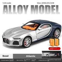 1/24 mastelio Bugatti Atlantic lydinio automobilio modelis, apšviestas su autentiškais garsais, puiki dovana vaikams ir automobilių entuziastams sidabras/mėlyna