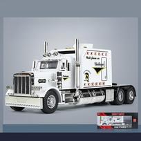 1/24 Puspriekabė Amerikietiškas vilkikas Traktorius Metalinis lietas Miniatiūrinis žaislinis automobilio modelis Atitraukiamas Garsas Šviesa Kolekcija Dovana Berniukui balta