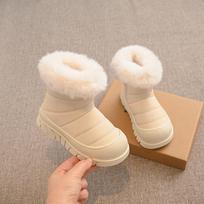 Korean Kids' Fur-Lined Cotton Snow Boots, Winter 2024 Collection 23-25