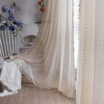 Bohemijos kutai Tiulio prabangios lininės langų užuolaidos svetainei Modernios šydinės užuolaidos Miegamojo dekoracija W150xL45CM(Top Pocket)
