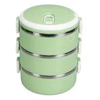 Portable 304 Stainless Steel Bento Lunch Box Thermal Cylinder Lunch Container Food Storage žalia