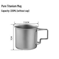 Pure Titanium Camping puodelis su dangteliu ir sulankstoma rankena – lengvas lauko puodelis ir stalo reikmenys