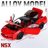 Nauja 1:32 „Honda NSX“ lydinio sportinis automobilis, liejamas žaislinis automobilis, metalinis lenktyninių automobilių papuošalai Modelio modeliavimo garso ir šviesos kolekcija, dovana vaikams berniukams raudona