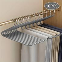 10 vnt. Metalinės Z formos kelnių pakabos - Erdvę taupančios, patvarios naudojimui namuose ir parduotuvėje, daugiafunkcė drabužių kabykla 10PCS pilka