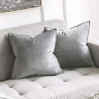 Skandinaviško minimalizmo aksominis pagalvėlės užvalkalas su flanšu 30x50 cm Pillowcase (No Insert) šviesiai pilka spalva