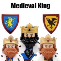 MOC Viduramžių Karalius Statybiniai Blokeliai Armijos Pilis Varna Raudonas Liūtas Juodas Erelis Riteris Kareivis Figūrėlės Kardai Skydas Ginklas Blokeliai Žaislai
