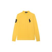 Polo Ralph Lauren Vienspalviai marškinėliai ilgomis rankovėmis su išsiuvinėtu dideliu poniu vyrams, geltoni 710675993-022 M