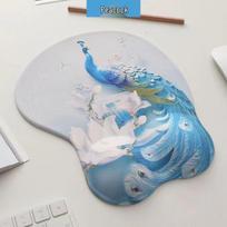3D Mielas Animacinis Silikoninis Riešo Atrama Pelės Padėkliukas su Atminties Putomis Peacock